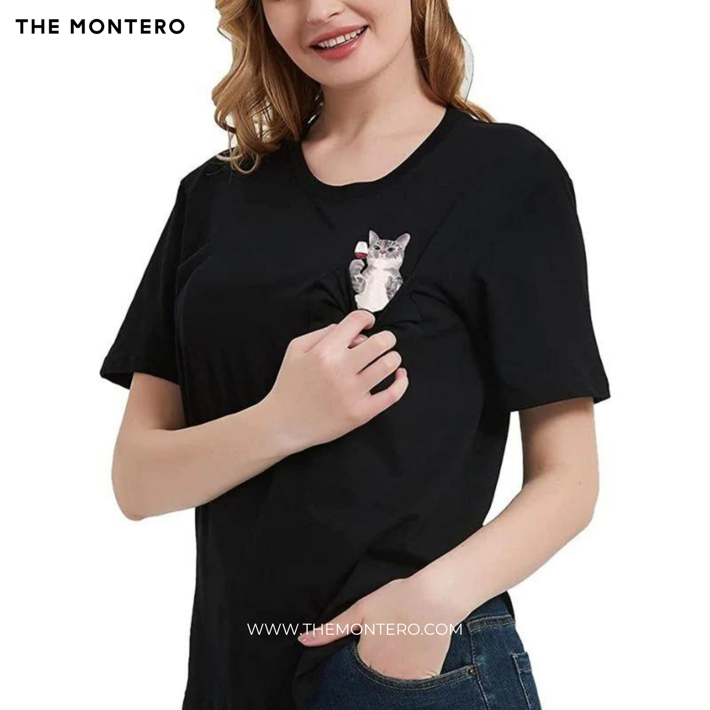 NOBLESSE CAT WINE POCKET T-SHIRT